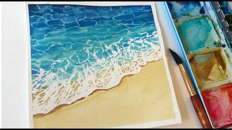 how to draw sea with watercolor