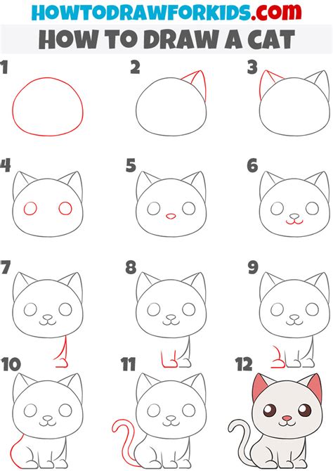 how to draw simple cat step by step