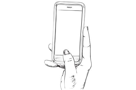 Hand Holding Smart Phone Blank Screen Drawing HighRes