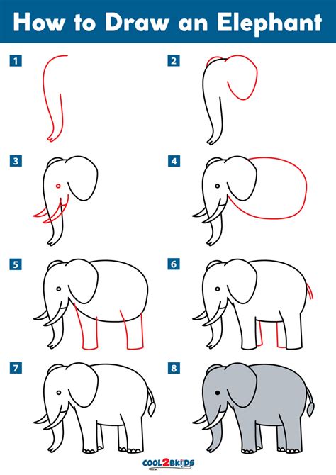 How to draw cute elephant step by step tutorial Cute