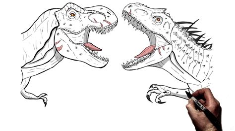 how to draw t rex vs indominus rex