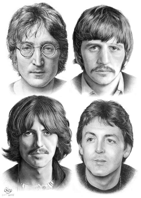 The Beatles, drawing by Richard Hanssens 75x60 cm