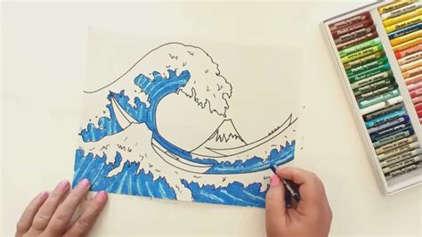 how to draw the great wave easy tutorial