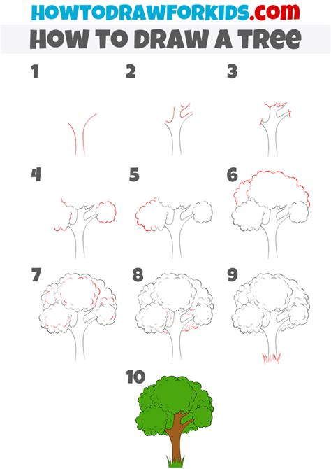 how to draw tree step-by-step