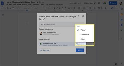 how to edit access in google docs