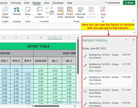 how to edit history in excel