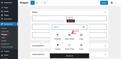 how to edit legacy widgets in wordpress