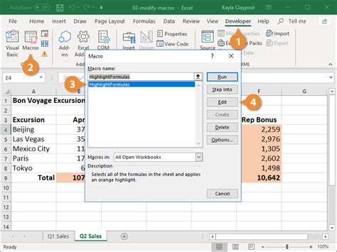 how to edit macros in excel 365