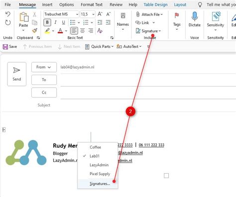 how to edit signature in outlook web version
