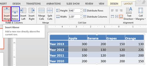 how to edit table data in powerpoint