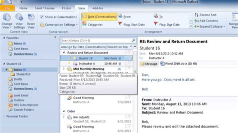 how to email view in outlook