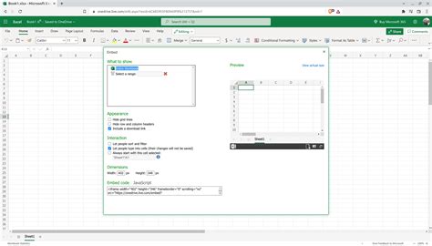 how to embed a website in excel