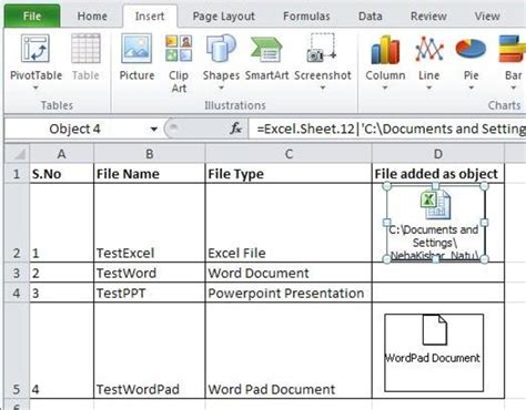 Embed Document in Excel