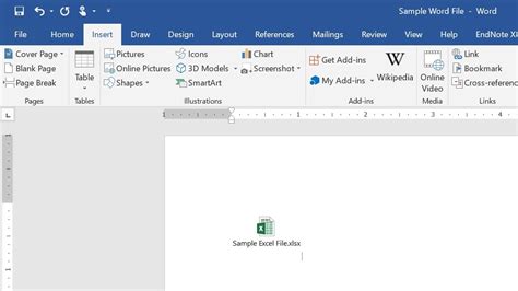 how to embed excel file in word document