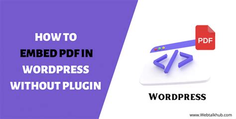 how to embed pdf in wordpress without plugin