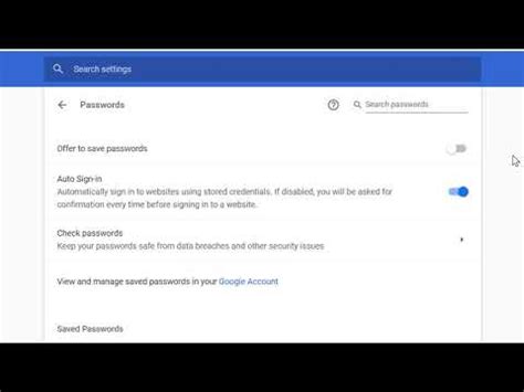 how to enable auto save password in chrome