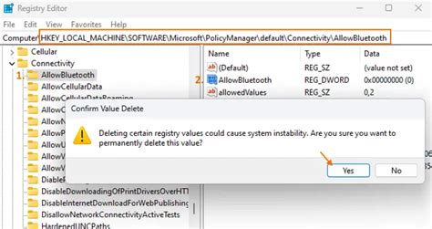 how to enable bluetooth in registry