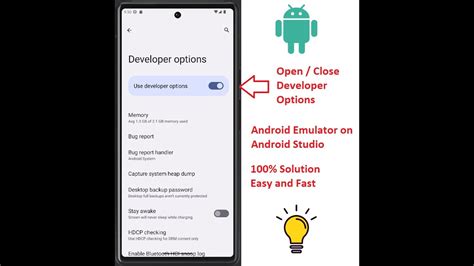 how to enable developer option in android emulator
