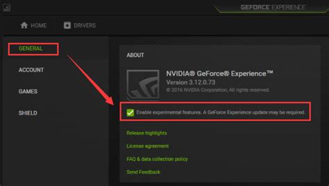 how to enable experimental features nvidia