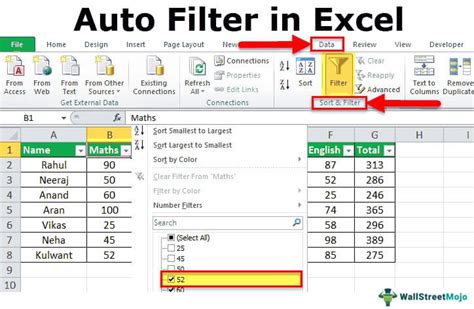 how to enable filter option in excel