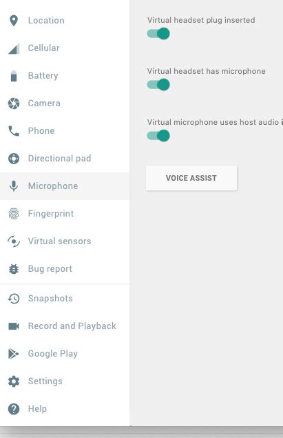 how to enable microphone in android emulator