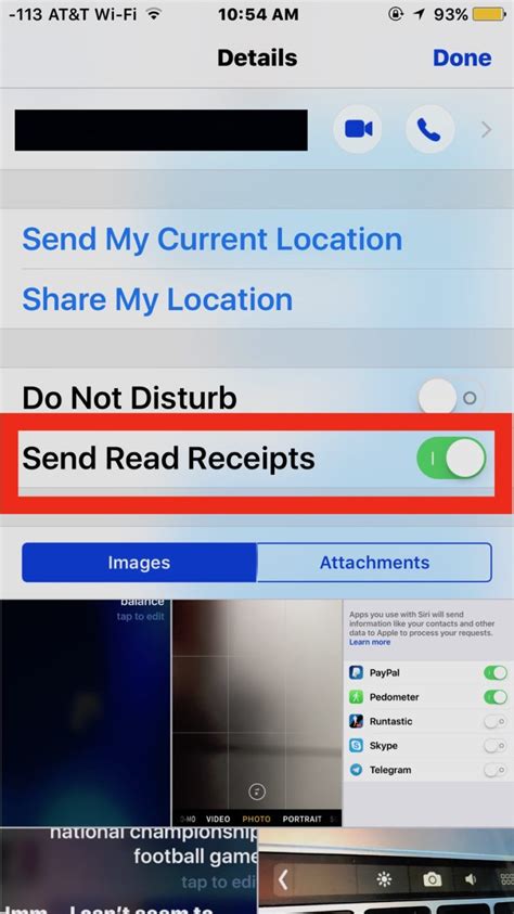 how to enable read messages on iphone
