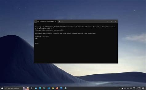 how to enable remote desktop windows 10 from command line