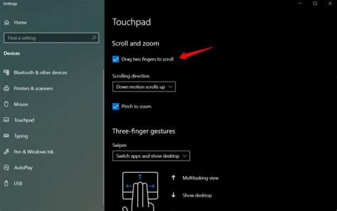 how to enable scroll on touchpad