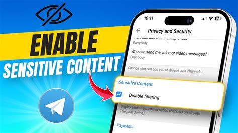 how to enable sensitive content in telegram iphone