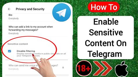 how to enable sensitive content on telegram iphone 2024