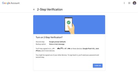 how to enable two factor authentication on google
