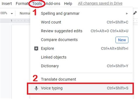 how to enable voice typing in docs