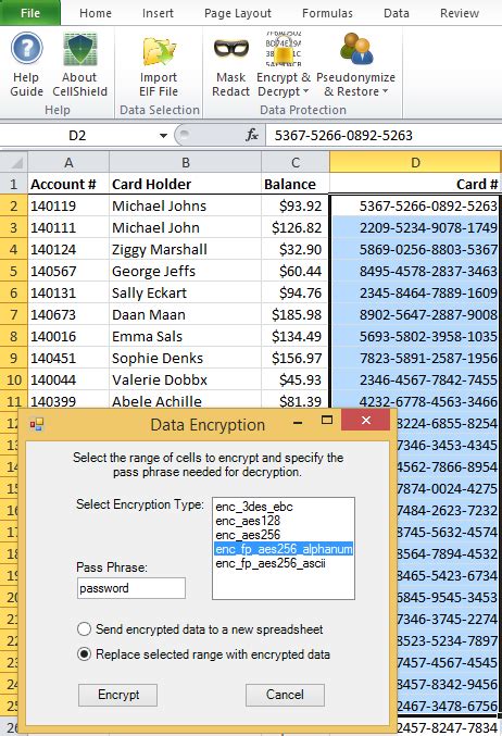 how to encrypt an excel spreadsheet