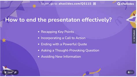 how to end a presentation in class example