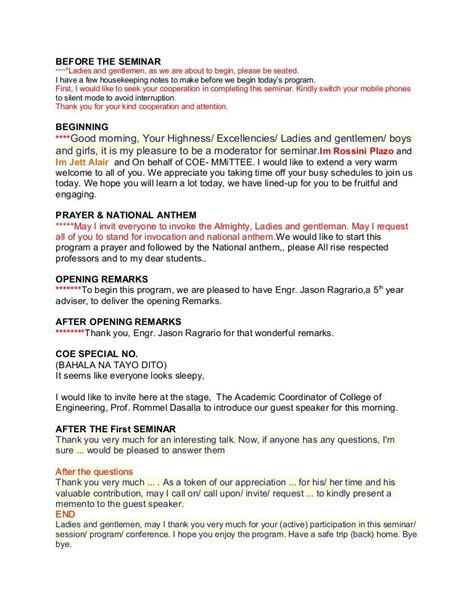 how to end a program as an emcee script sample