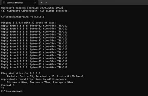 how to end command prompt ping