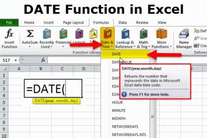 how to enter a date in excel formula