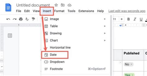 how to enter a date in google docs