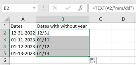 how to enter date without year in excel