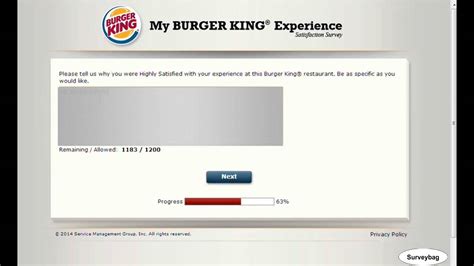 how to enter in burger king survey