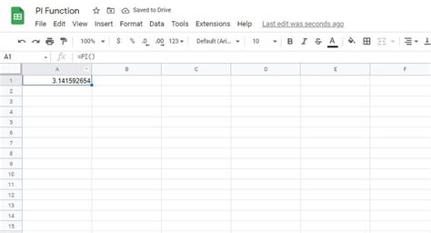 how to enter pi in google sheets