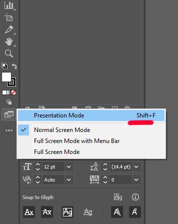 how to enter presentation mode in illustrator
