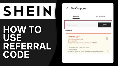 how to enter referral code in shein app