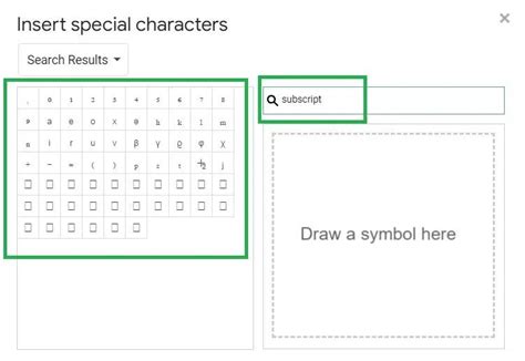 how to enter subscript in docs