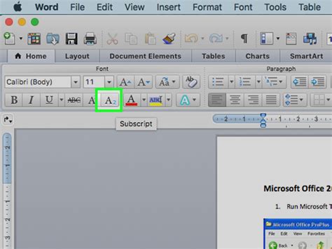 how to enter subscript on mac