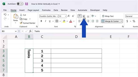 how to enter text vertically in excel