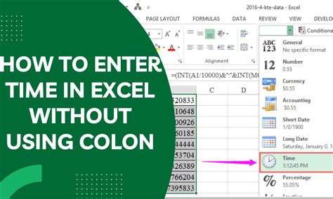 how to enter time in excel without using colon