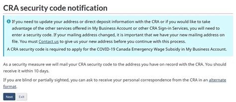 how to enter your cra security code
