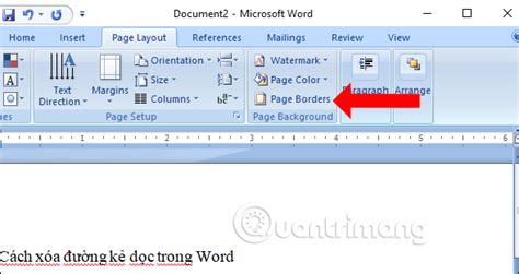 how to erase vertical line in word