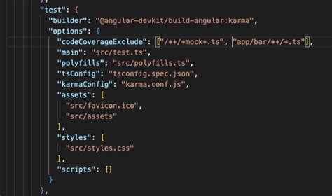 how to exclude code coverage in angular